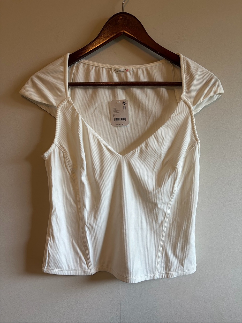 Free People White V-Neck Cap Sleeve Camisole